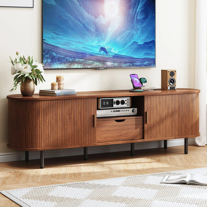69" TV Stand w/ Power Outlet for TVs up to 80" with Adjustable Shelves