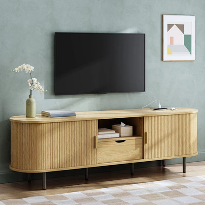 69" TV Stand w/ Power Outlet for TVs up to 80" with Adjustable Shelves