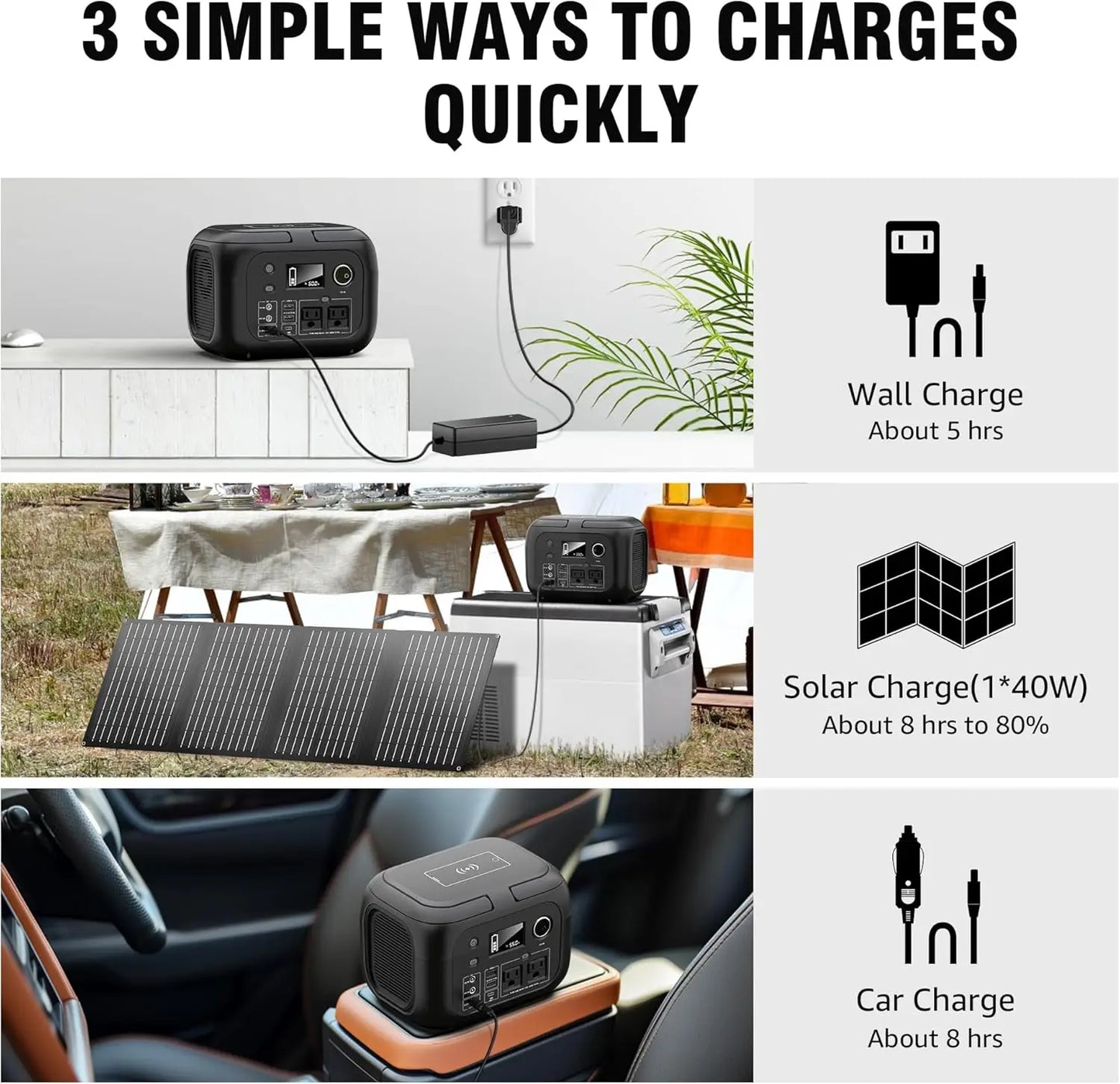 300W 260Wh Portable Power Station with 40W Solar Panel