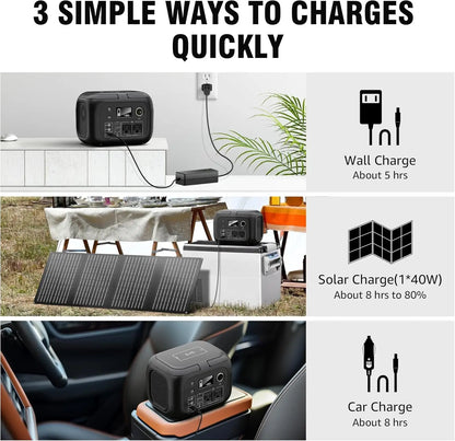 300W 260Wh Portable Power Station with 40W Solar Panel