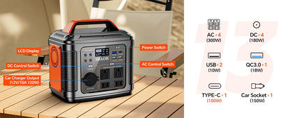 300W Portable Power Station with Solar Panel
