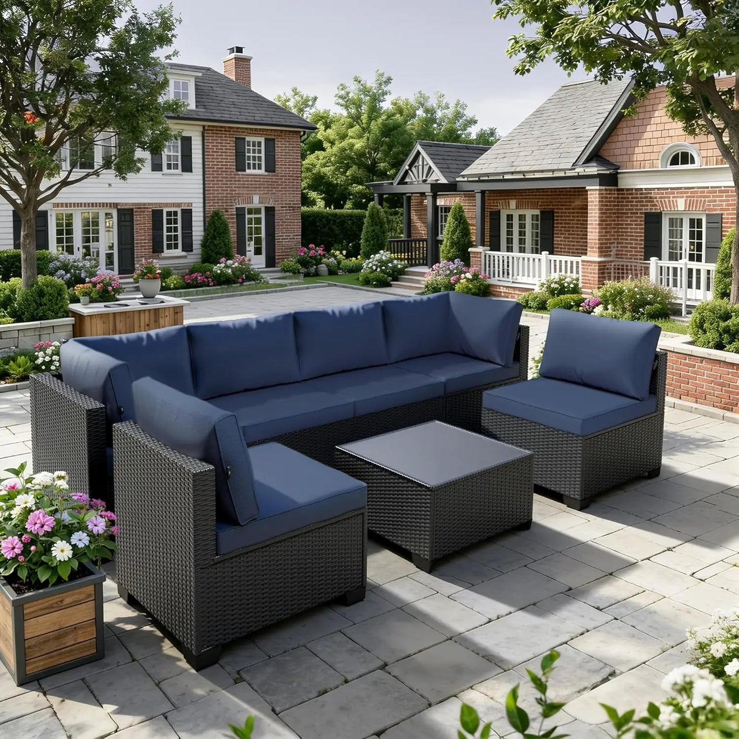All Weather 7-Piece Modular Rattan Patio Set