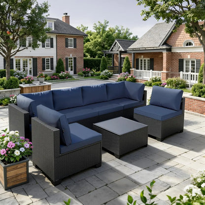 All Weather 7-Piece Modular Rattan Patio Set