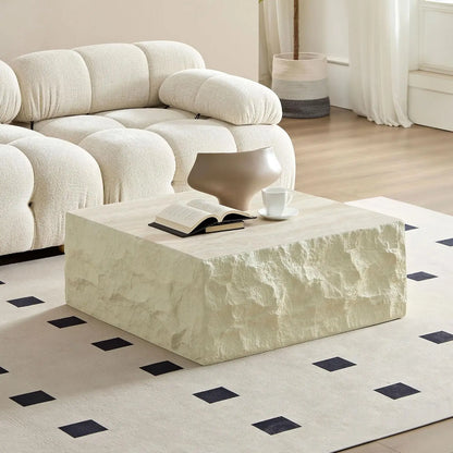 Modern Stainless Steel Pedestal Coffee Table with faux Marble Top