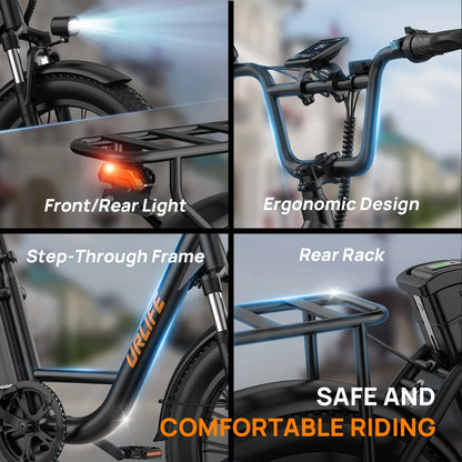 1000W E20 7 Speed Electric Bike with 20" Fat Tires,48V 13Ah Removable Battery, and Dual Disc Brakes