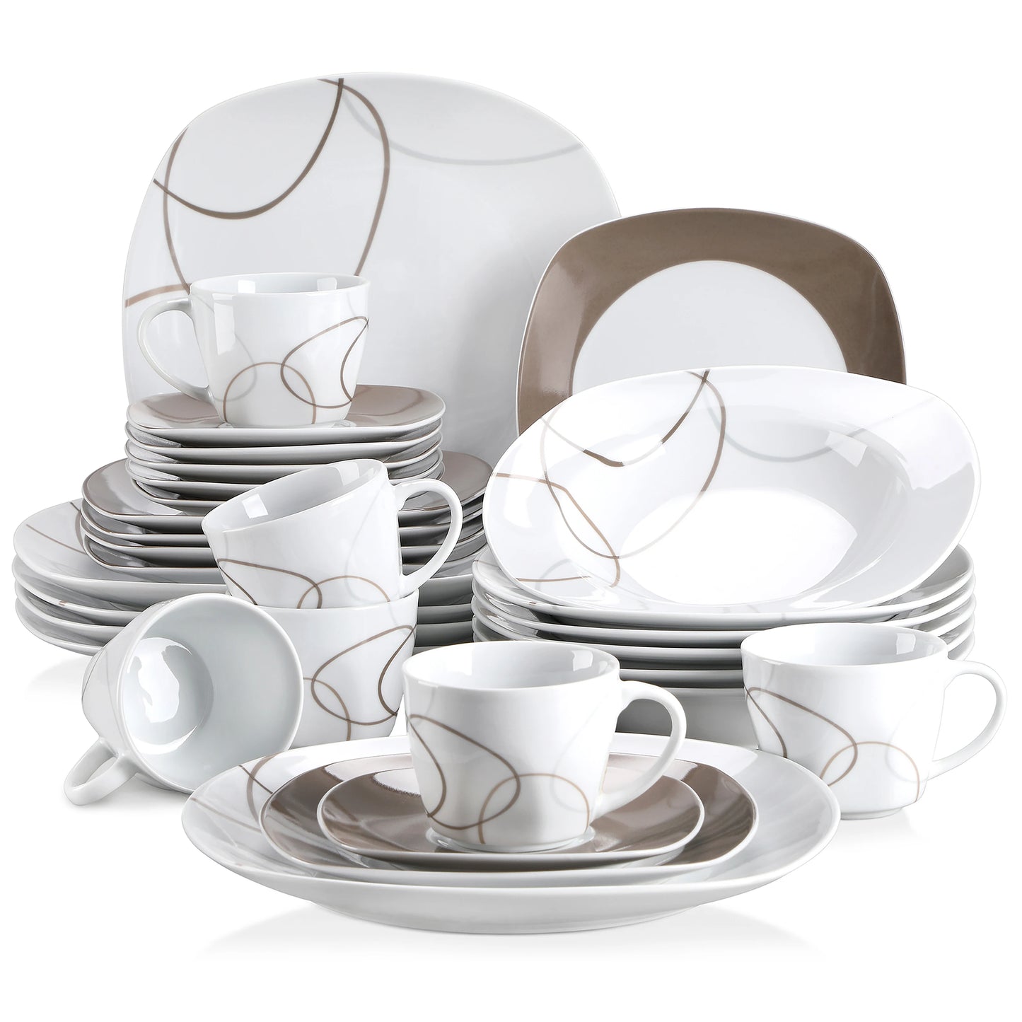 30-Piece Porcelain Ceramic Dinnerware Set