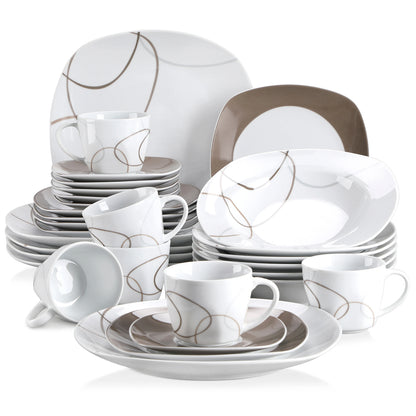 30-Piece Porcelain Ceramic Dinnerware Set
