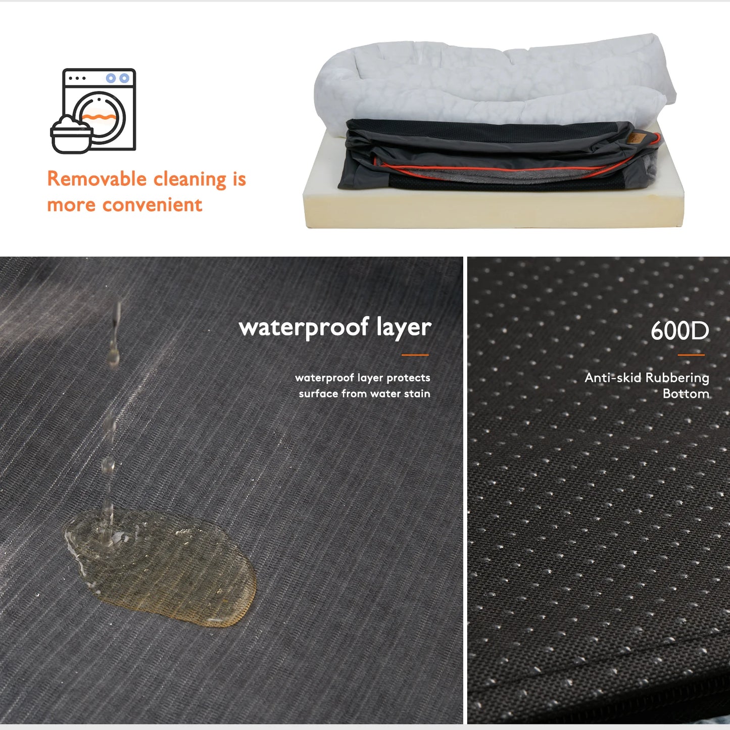 Large Soft and Comfortable Waterproof Dog Bed with Washable Cover