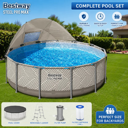 13ft Round Pool Set which Includes Cover, Canopy, Pump & Ladder