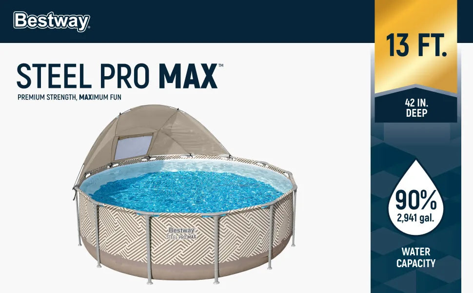 13ft Round Pool Set which Includes Cover, Canopy, Pump & Ladder
