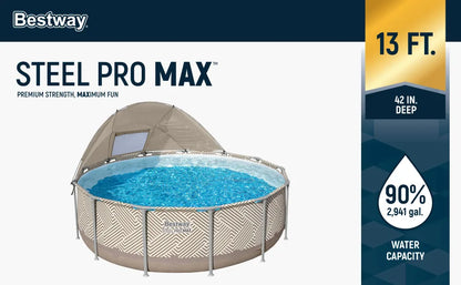 13ft Round Pool Set which Includes Cover, Canopy, Pump & Ladder