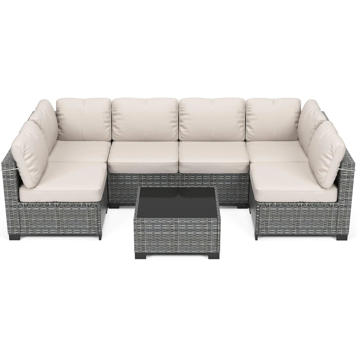 7-Piece Modular Outdoor Rattan Furniture Set,