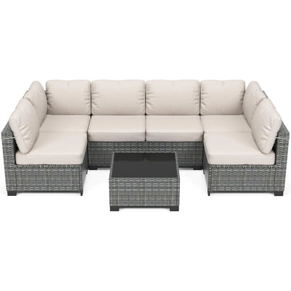 7-Piece Modular Outdoor Rattan Furniture Set,