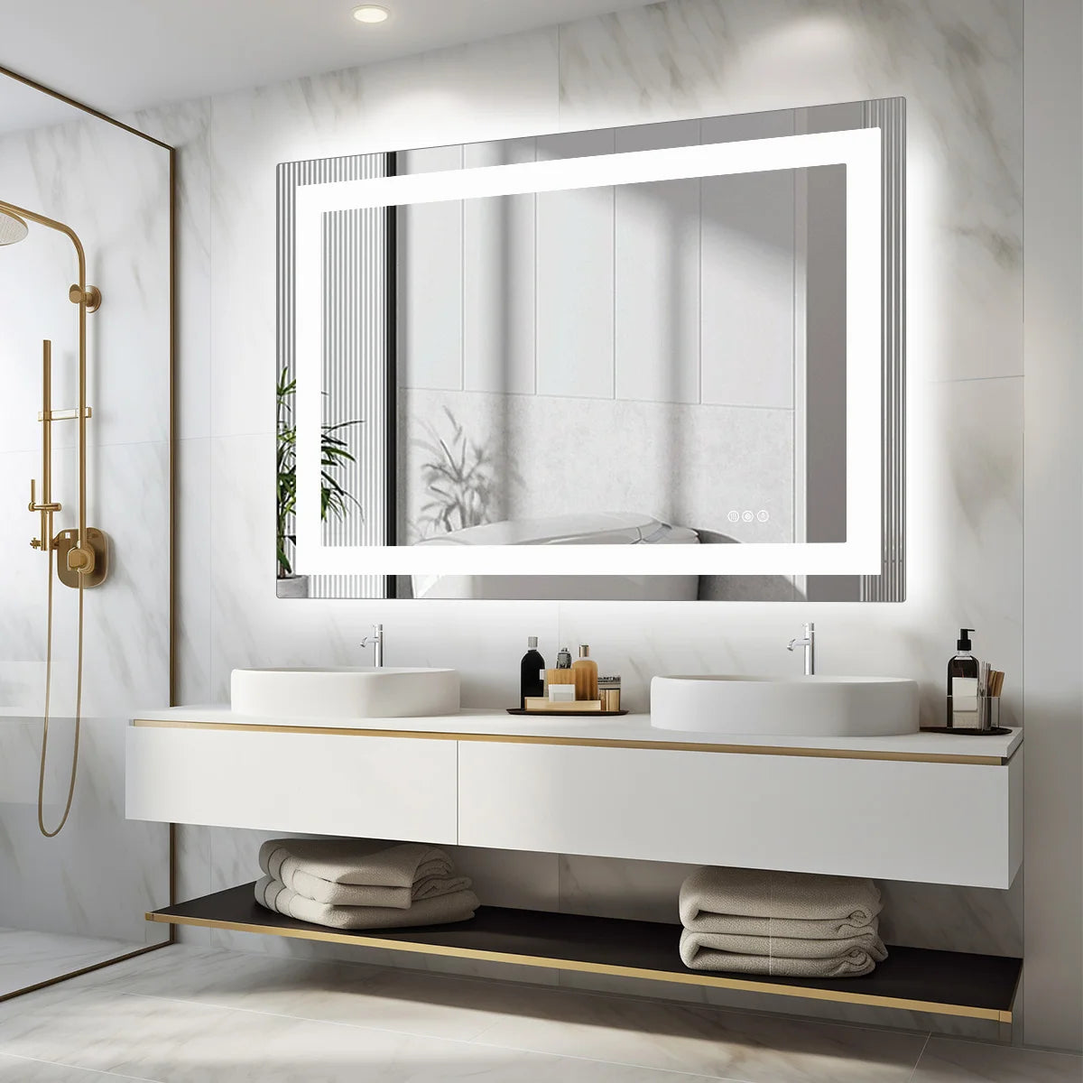 36"x 24" LED Bathroom Vanity Tempered Glass Mirror for Wall with Memory Function