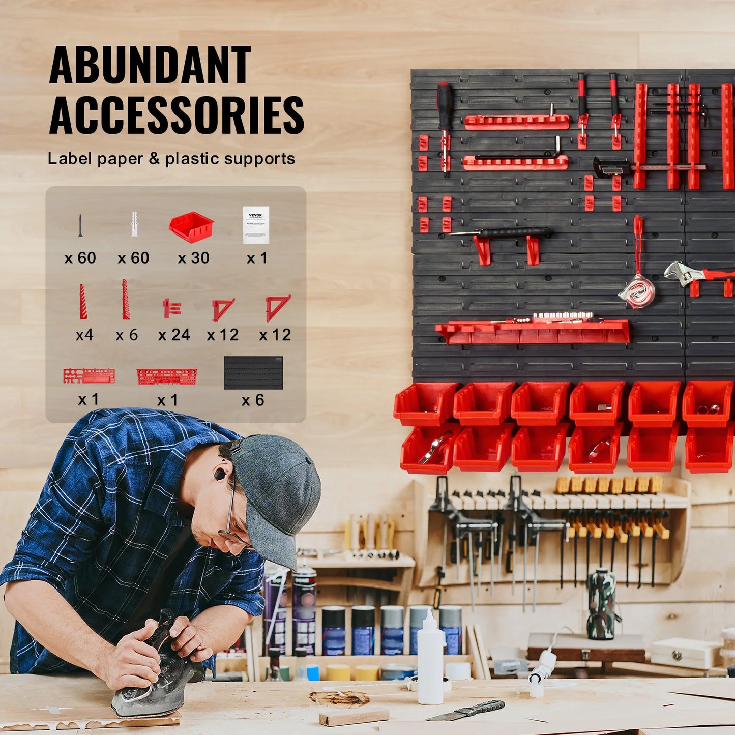 Wall Mounted Storage Bins Parts Rack Organizer for your Garage
