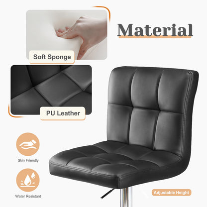 2 PU Leather Swivel Bar Stools with Adjustable Height
