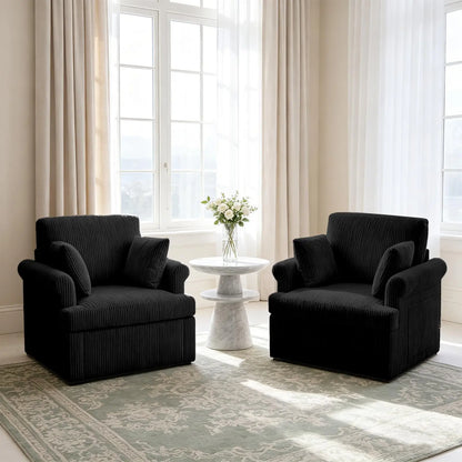 39-Inch 360 Swivel Barrel Accent Chair with Storage Pockets