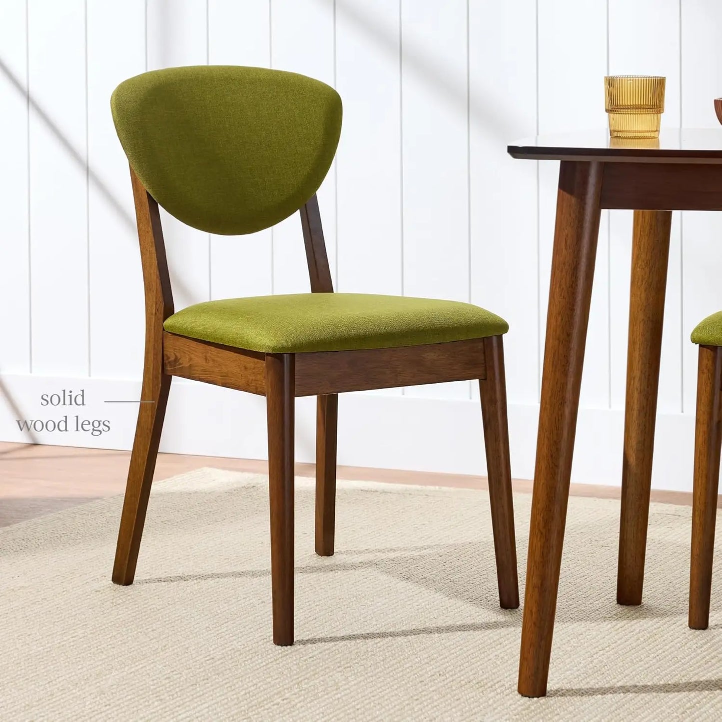 Set of 2 Modern Upholstered Wood Dining Chairs