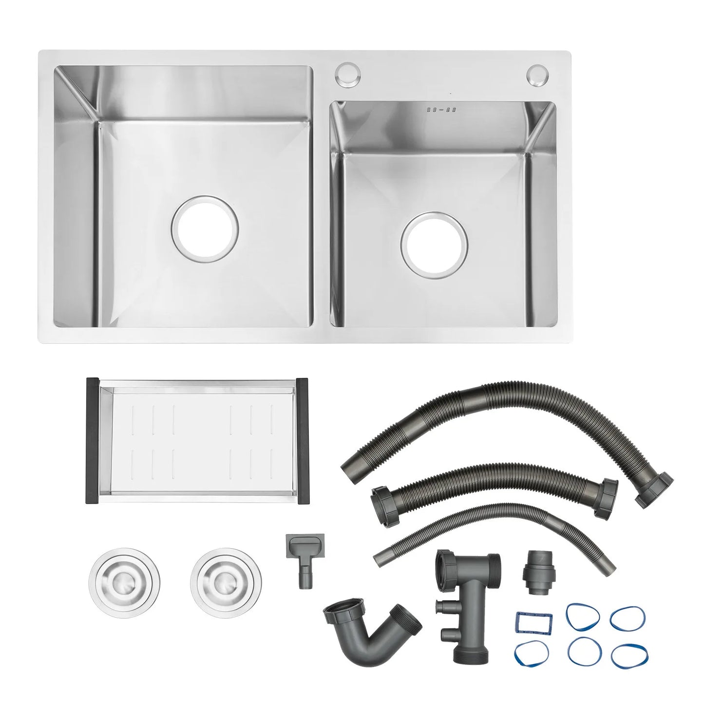 Double Stainless Steel Sink with Removable Drain Basket