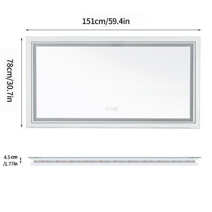 Wall Mounted Touch Anti-fog Large Illuminated LED Bathroom Mirror