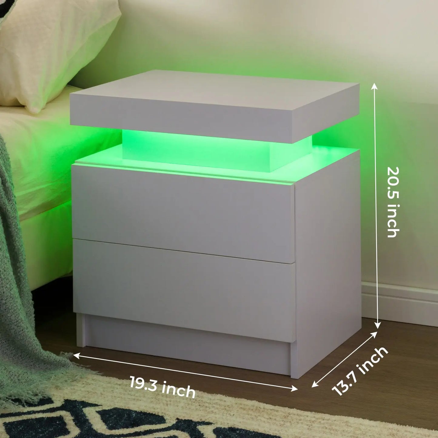 Set of 2 LED Nightstands with 2 Drawers for your Bedroom