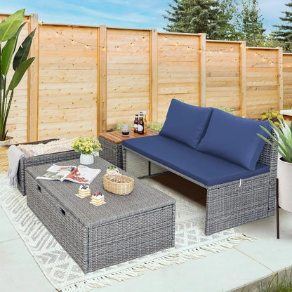 Outdoor Patio Day Bed with 2 Side Tables