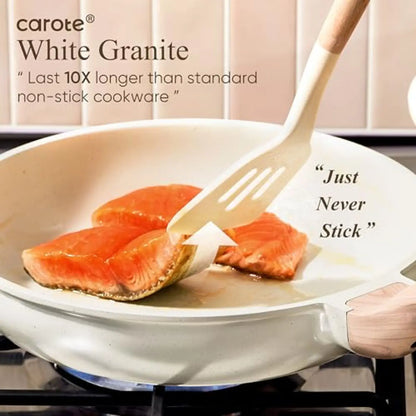 21Pc White Granite Nonstick Cookware Set