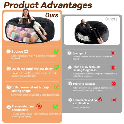 Beanbag Chair with padded Bean Bag inside with memory foam ideal for Bedrooms and Dorms