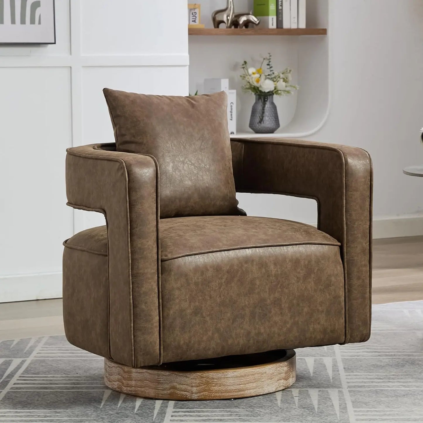 Open Back Barrel Swivel Chair