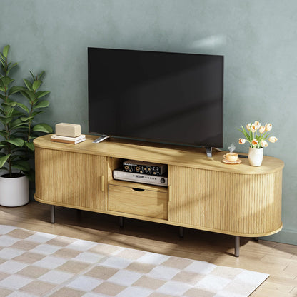 69" TV Stand w/ Power Outlet for TVs up to 80" with Adjustable Shelves
