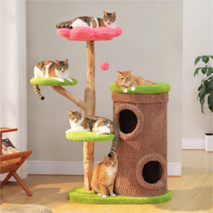 Luxurious Large Cat Tree with 2 or 4 Spacious Condos and a detachable toy for your cat or cats enjoyment!