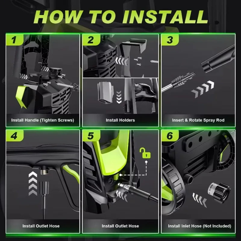4800PSI 1800W Electric Pressure Washer with Interchangeable Nozzles