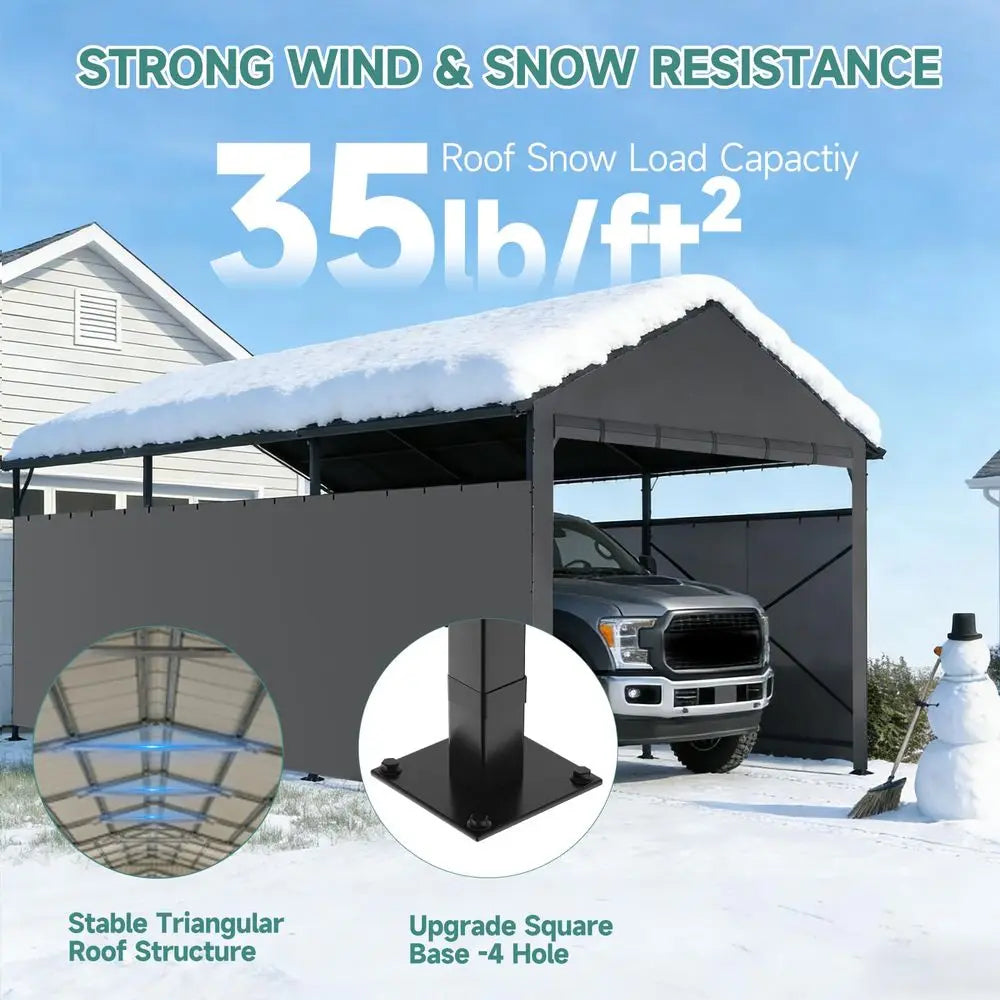 All Weather 11x22 FT Metal Carport with Sloped Roof for extra storage space