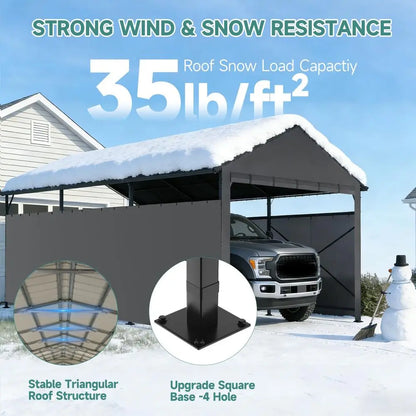 All Weather 11x22 FT Metal Carport with Sloped Roof for extra storage space