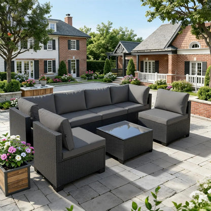 All Weather 7-Piece Modular Rattan Patio Set