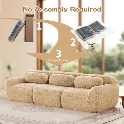 115'' Fluffy Modular Sectional Sofa with Pillows