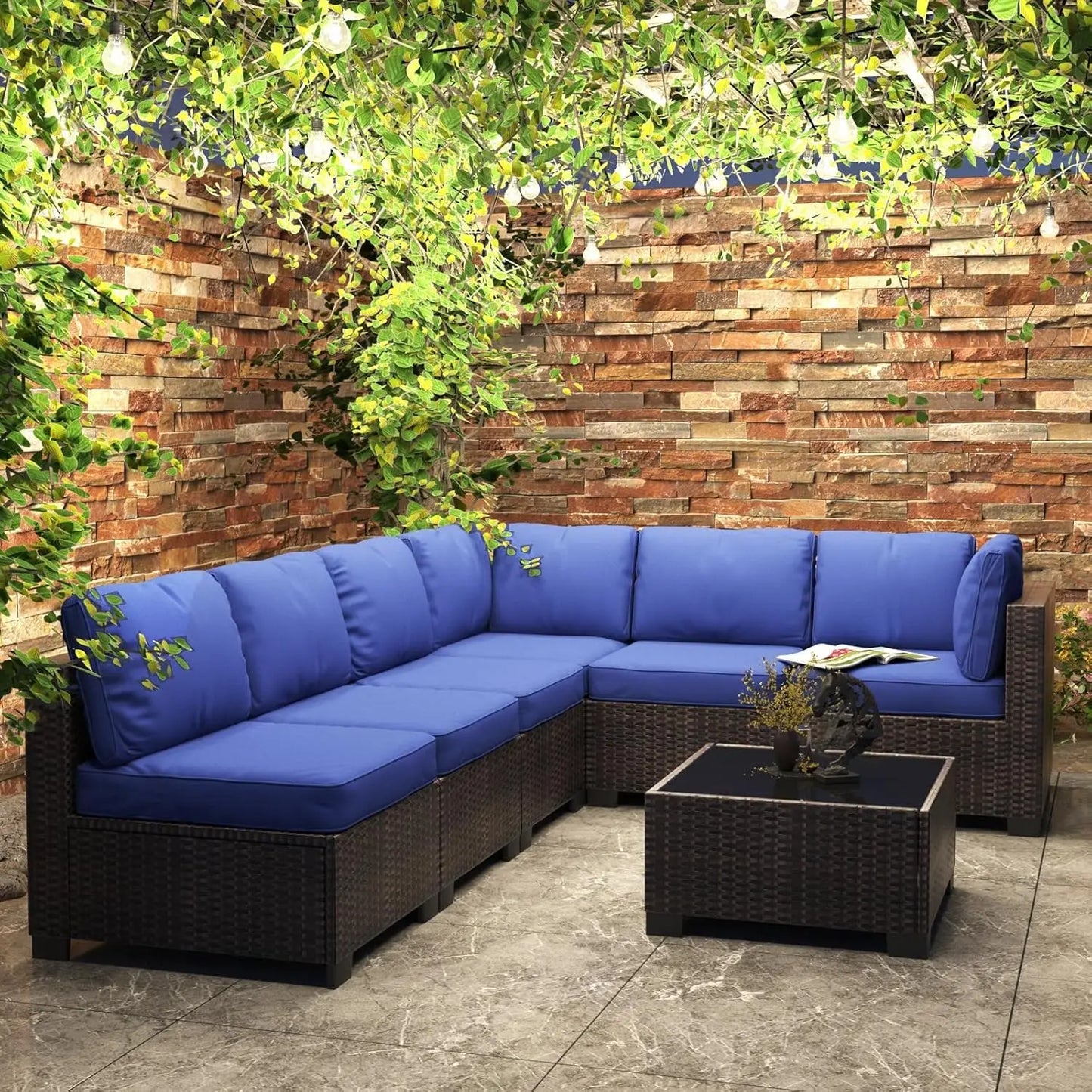 7-Piece Modular Outdoor Rattan Furniture Set,