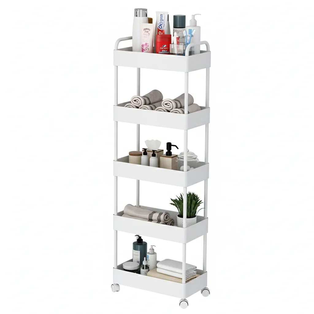5-Tier Slim Storage Rolling Utility Shelving Unit
