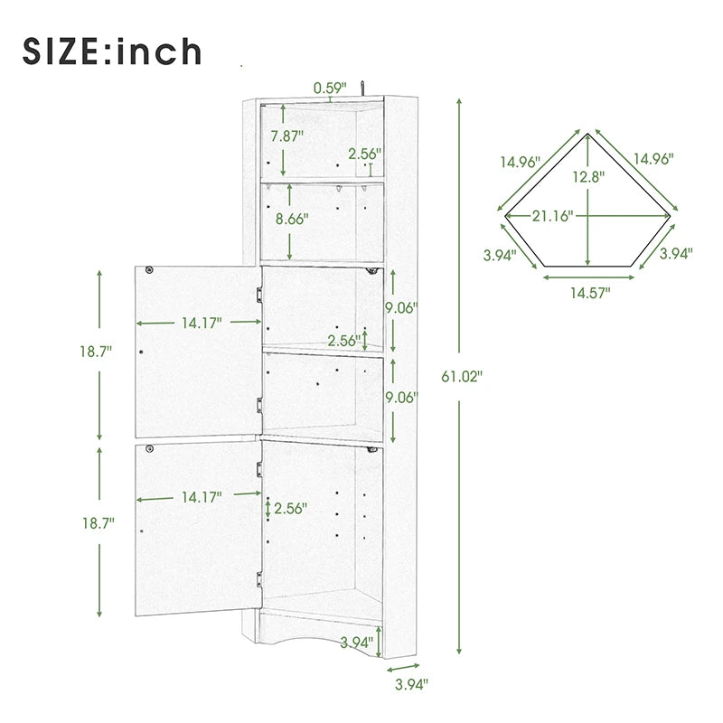 Freestanding Tall Bathroom Corner Cabinet
