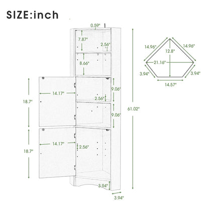 Freestanding Tall Bathroom Corner Cabinet