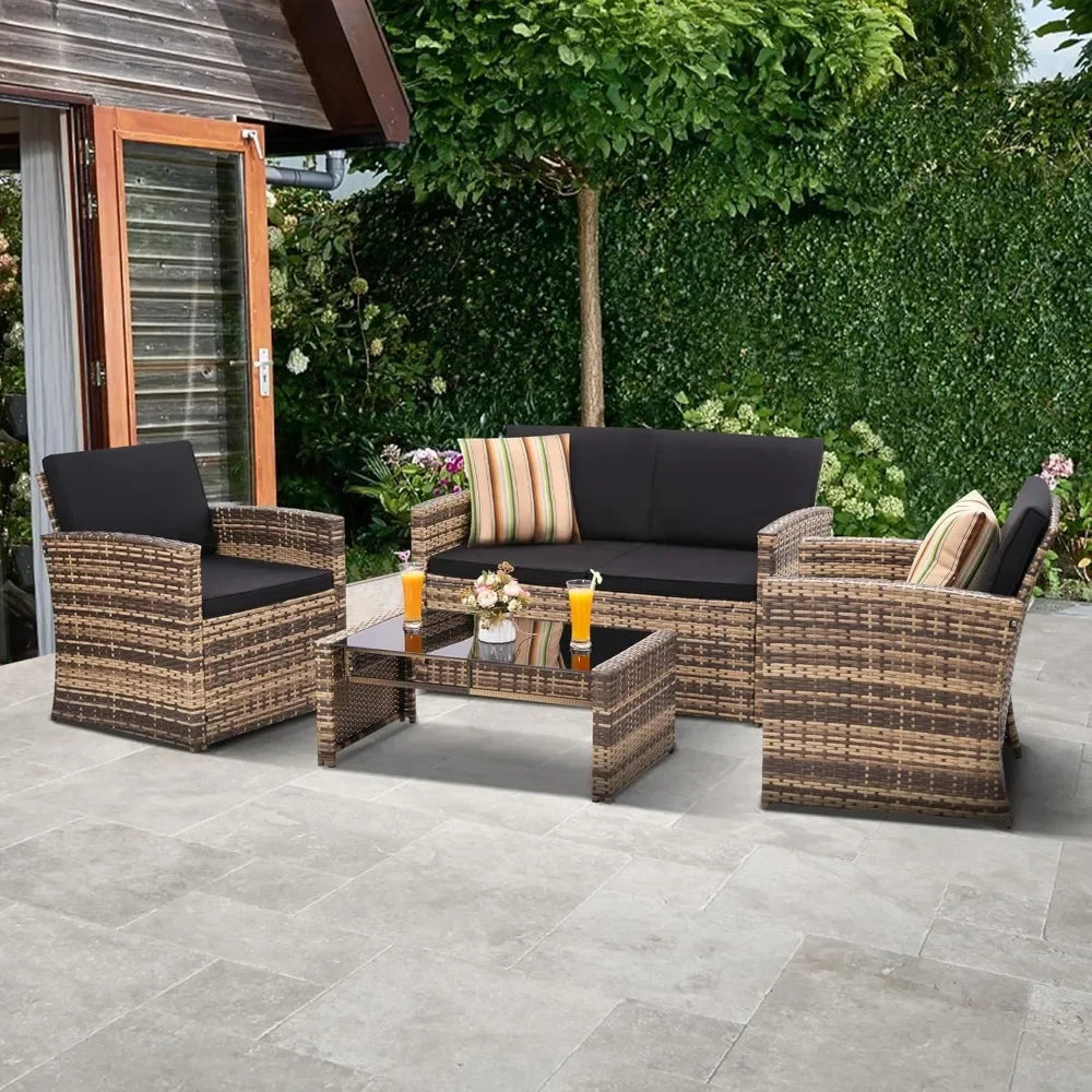 4 Piece Rattan Patio Set for your outdoor space