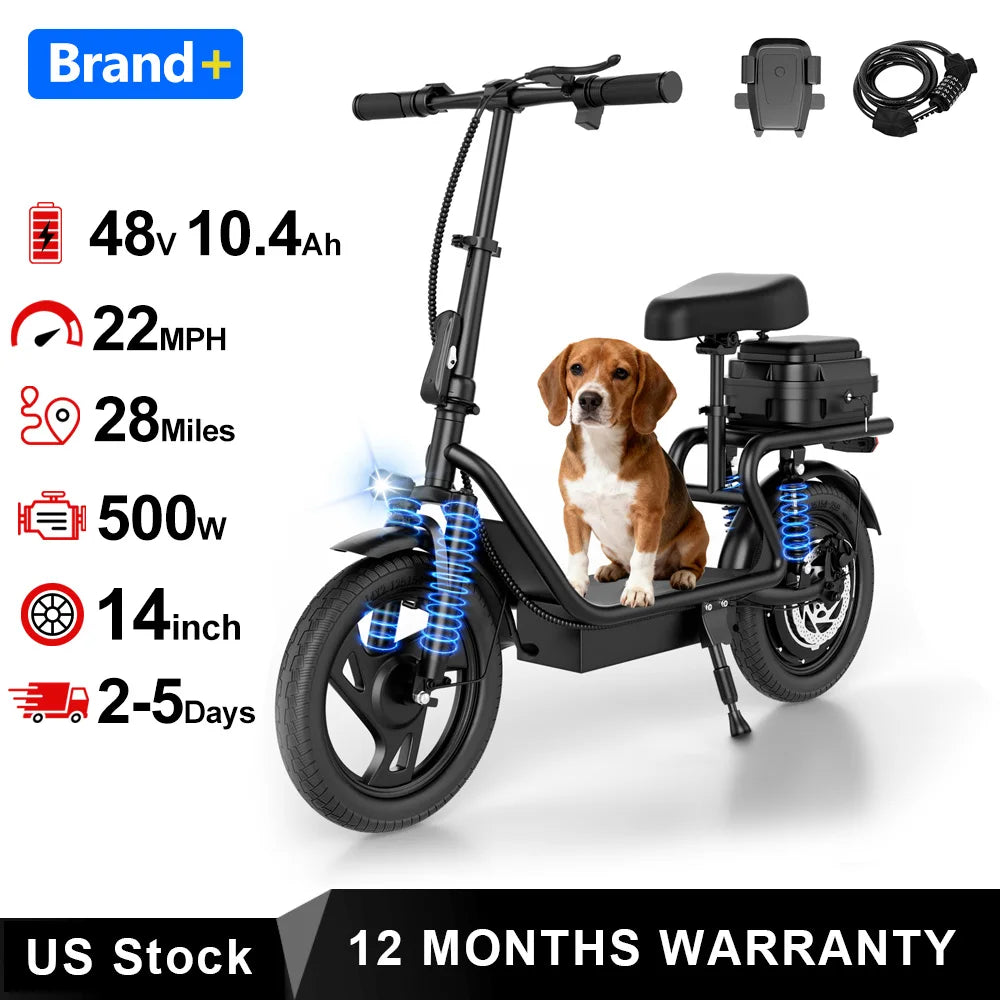 Foldable 500W Ebike with 10.4AH Battery