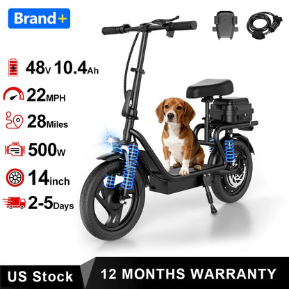 Foldable 500W Ebike with 10.4AH Battery