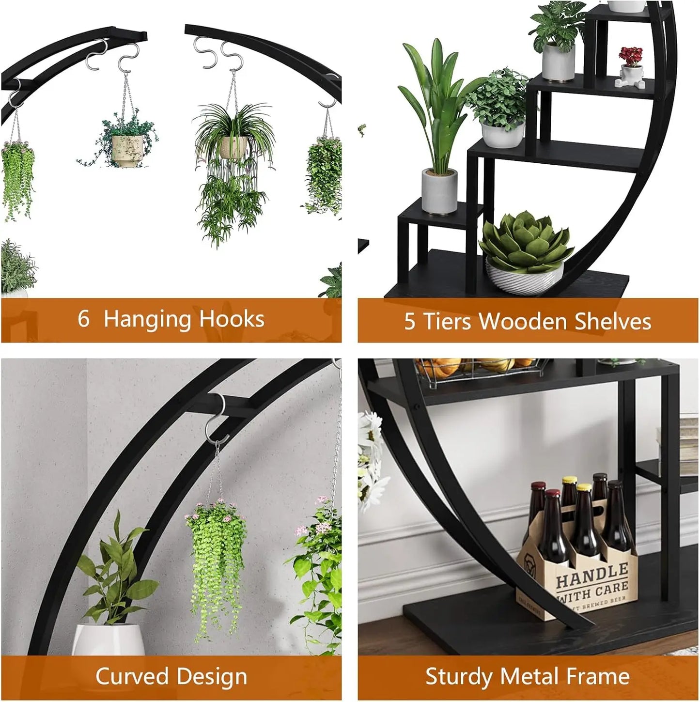 2 Half Moon 5-Tier Metal Plant Stands for your Indoor space