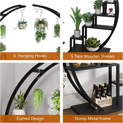 2 Half Moon 5-Tier Metal Plant Stands for your Indoor space