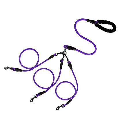 Detachable 3-in-1 Triple Dog Leash with Padded Handle