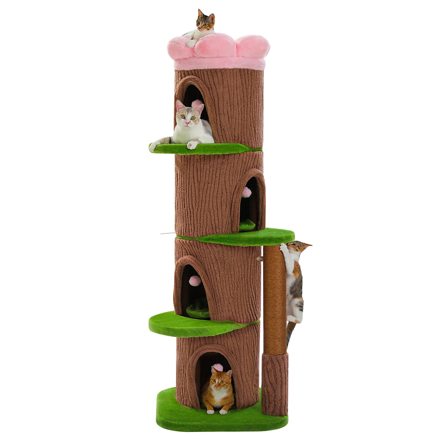 Luxurious Large Cat Tree with 2 or 4 Spacious Condos and a detachable toy for your cat or cats enjoyment!