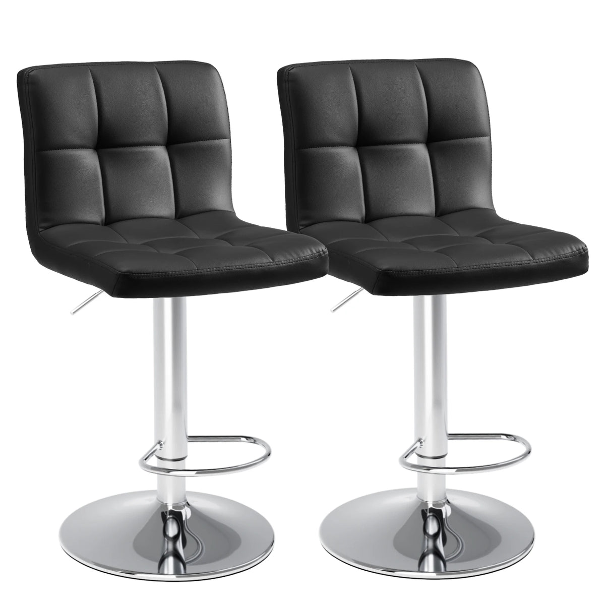 2 PU Leather Swivel Bar Stools with Adjustable Height
