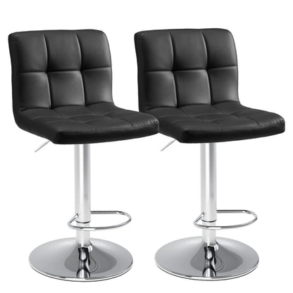 2 PU Leather Swivel Bar Stools with Adjustable Height
