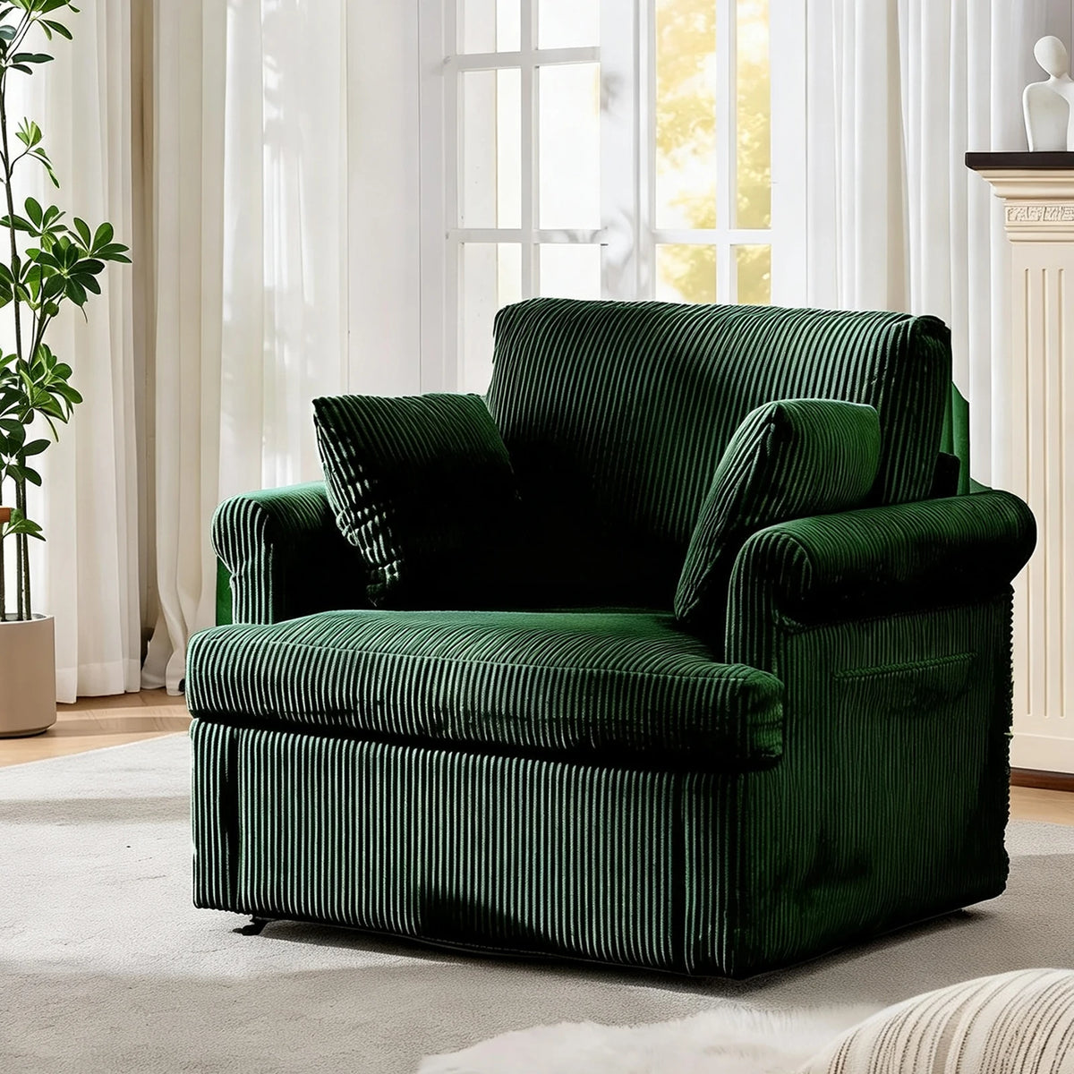39-Inch 360 Swivel Barrel Accent Chair with Storage Pockets